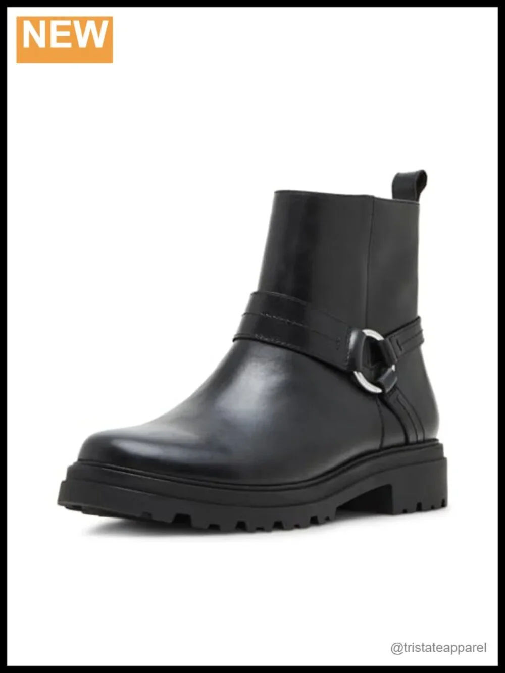 Waterproof Leather Ankle Boots Zip Block Heel Motorcycle Boot